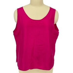 Cervelle Tank Top Pink 100% Silk Slub Texture Sleeveless Blouse 3X